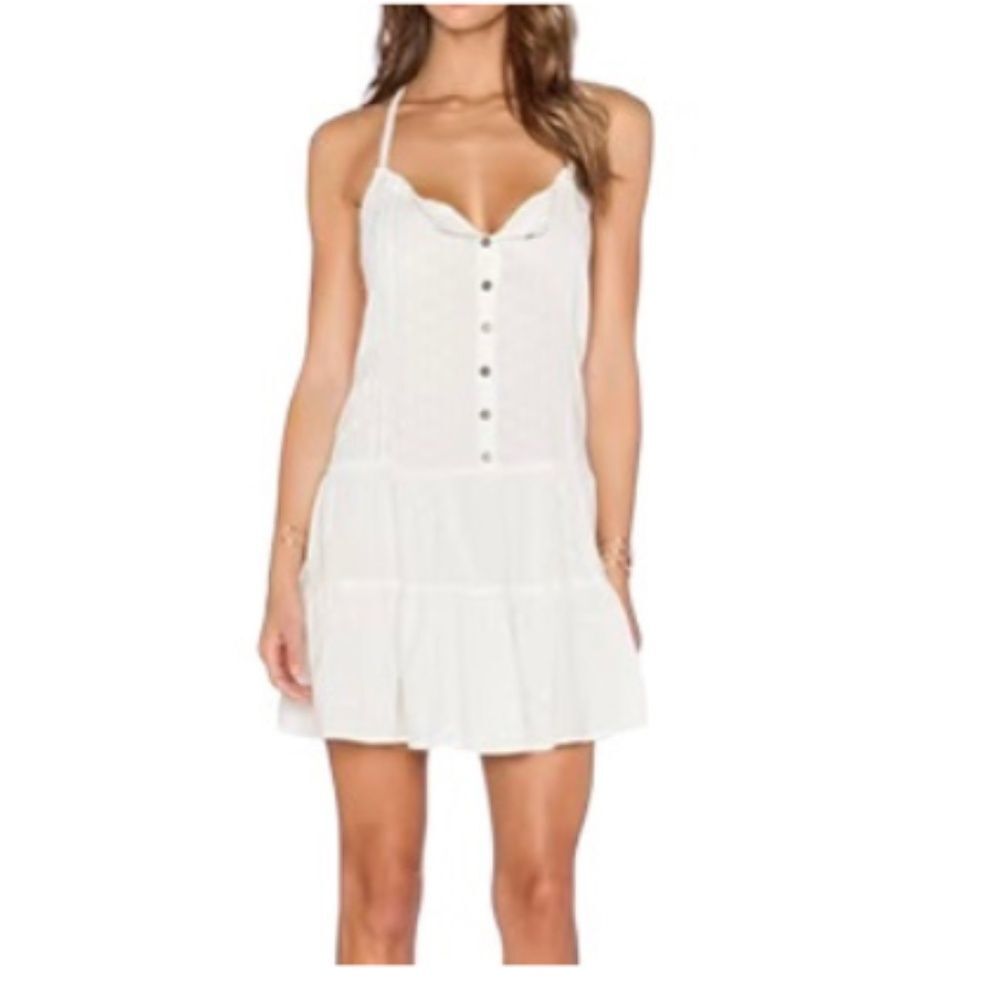 Current/Elliott The Florence Poplin Dress 3 L Cream Tiered Mini Sun Dress Ivory